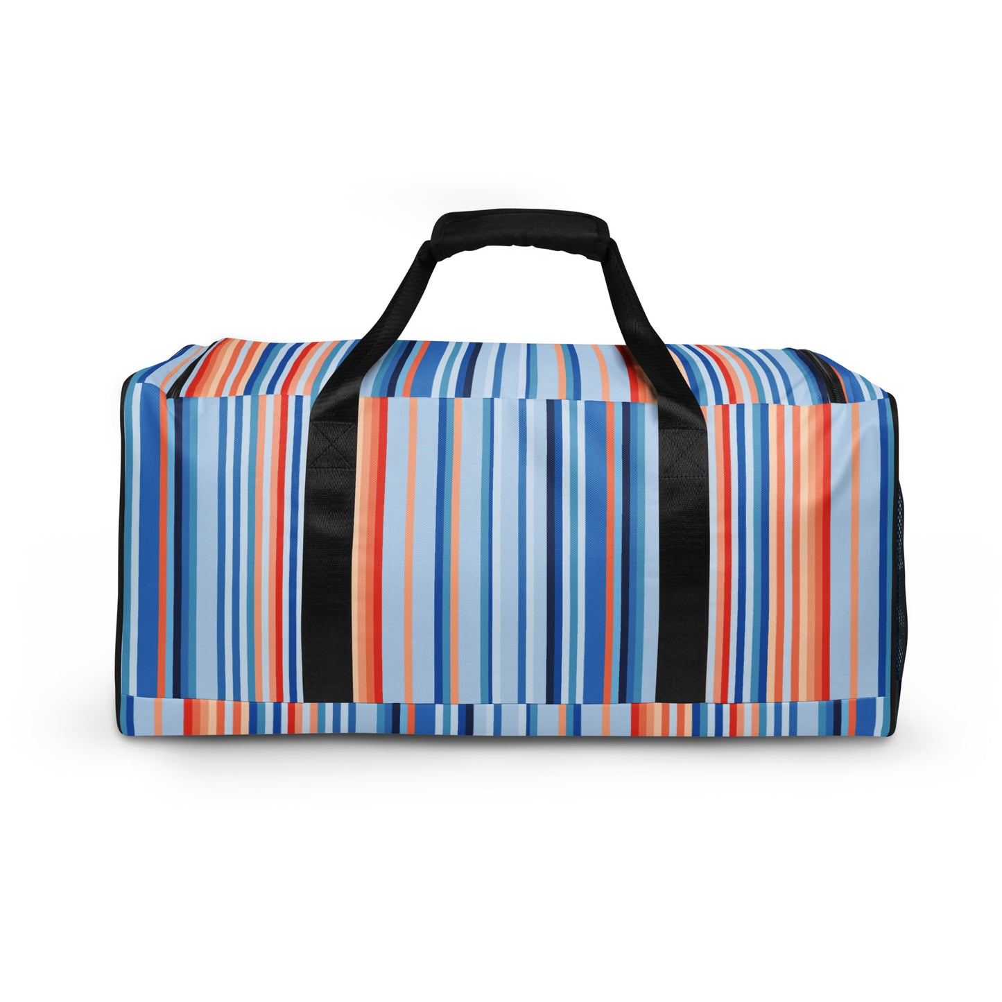 Climate Change Global Warming Stripes - Sustainably Made Duffle bag Vertical