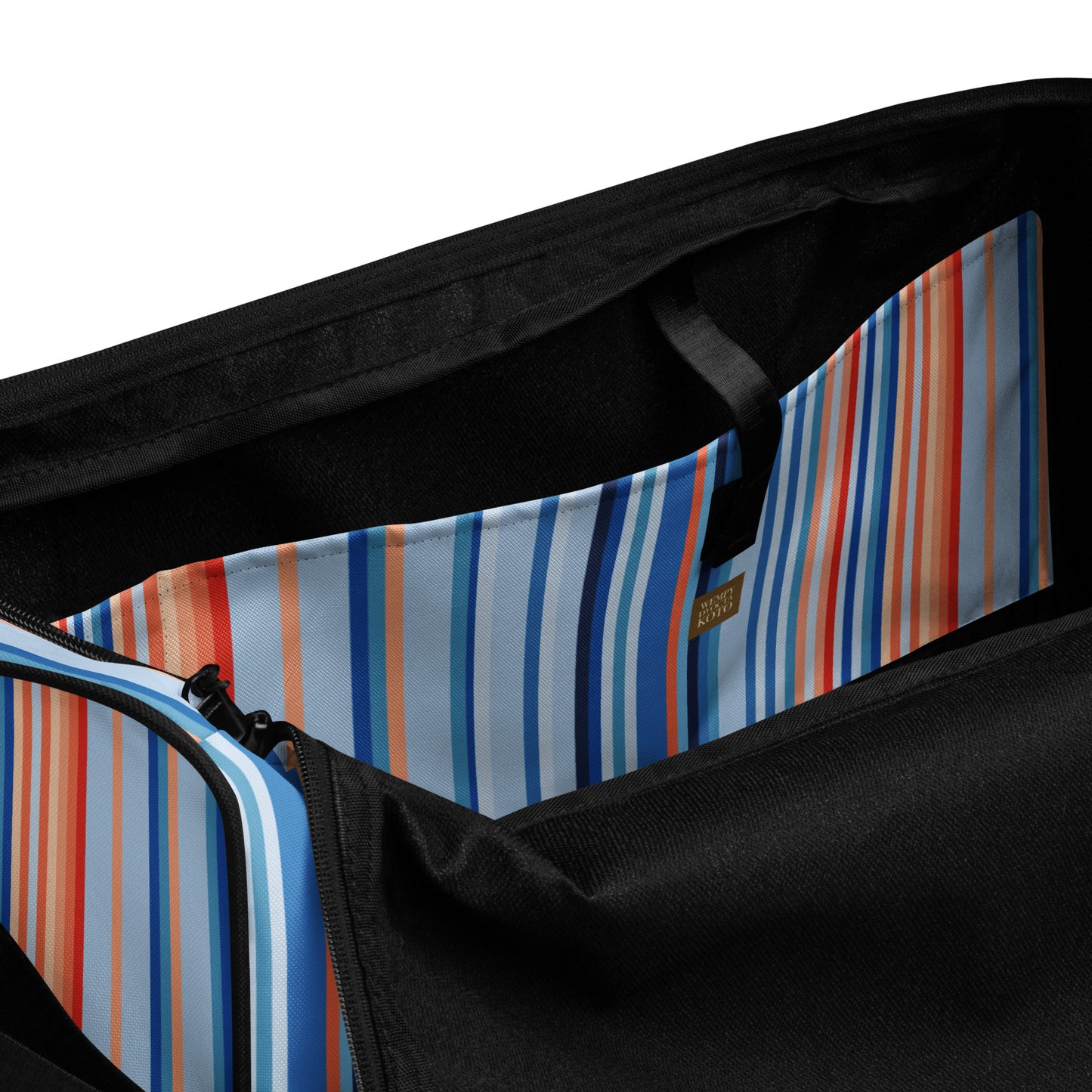 Climate Change Global Warming Stripes - Sustainably Made Duffle bag Vertical