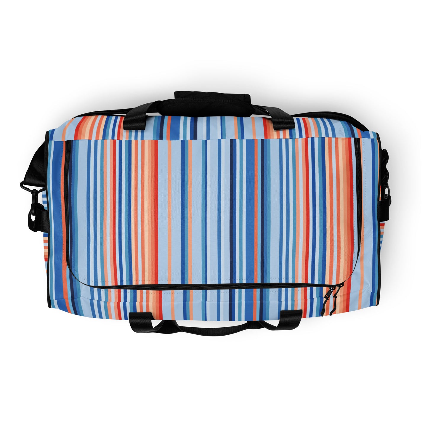 Climate Change Global Warming Stripes - Sustainably Made Duffle bag Vertical