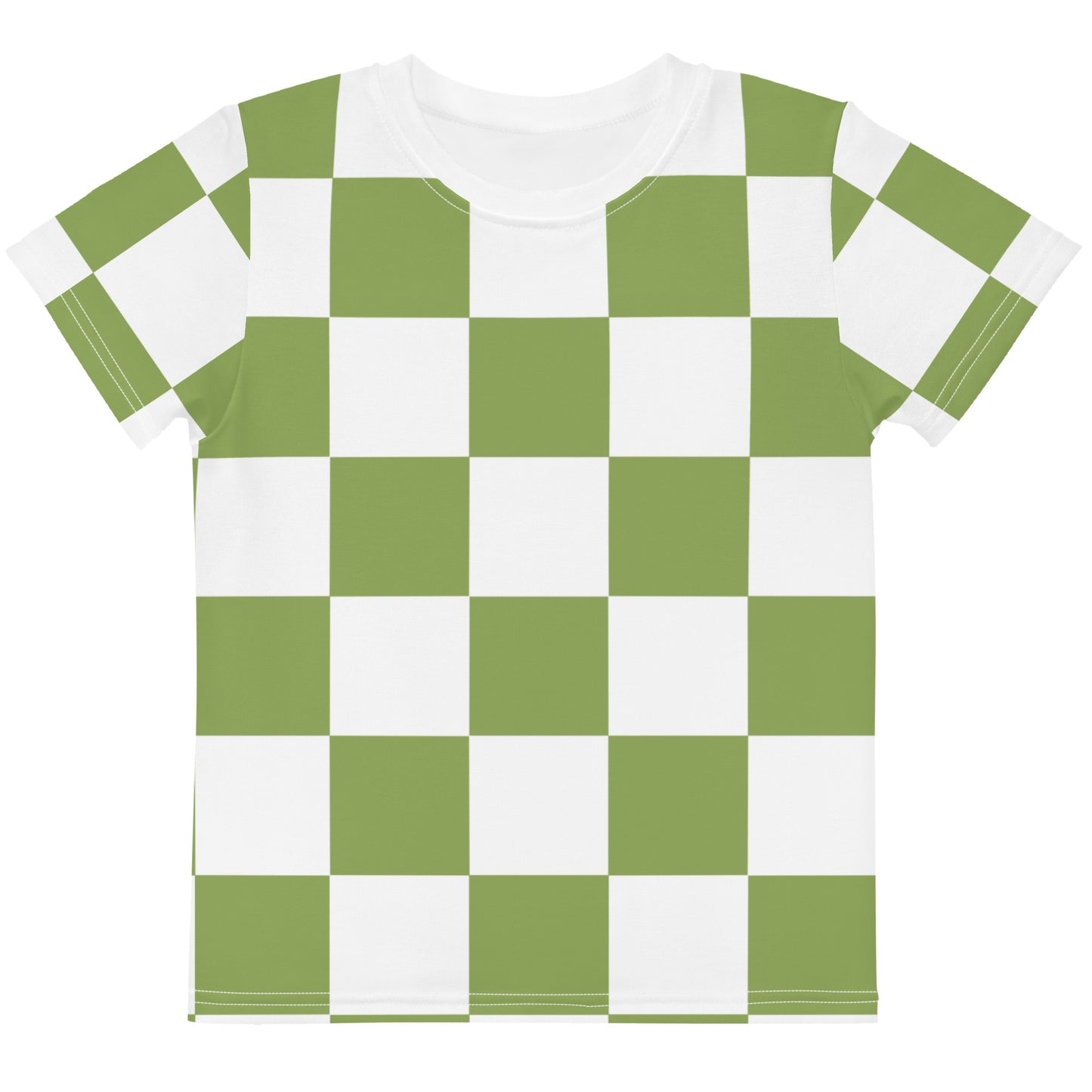Green Chess Pattern - Inspired By Zendaya - Sustainably Made Kids crew neck t-shirt