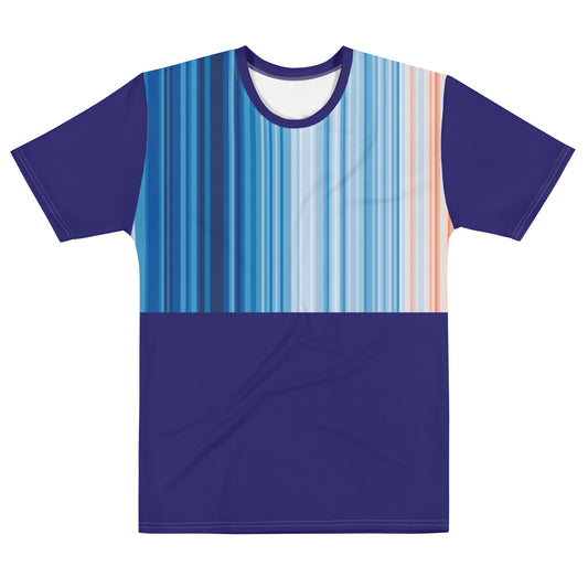 Climate Change Global Warming Stripes | Blue - Sustainably Made Men's T-shirt