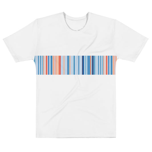 Climate Change Global Warming Stripes | Basic White - Sustainably Made Men's T-shirt