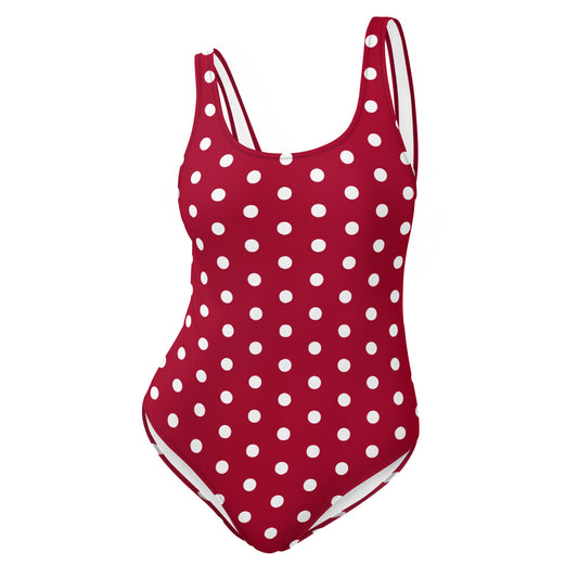 Maroon Polka Dot - Inspired By Taylor Swift - Sustainably Made One-Piece Swimsuit