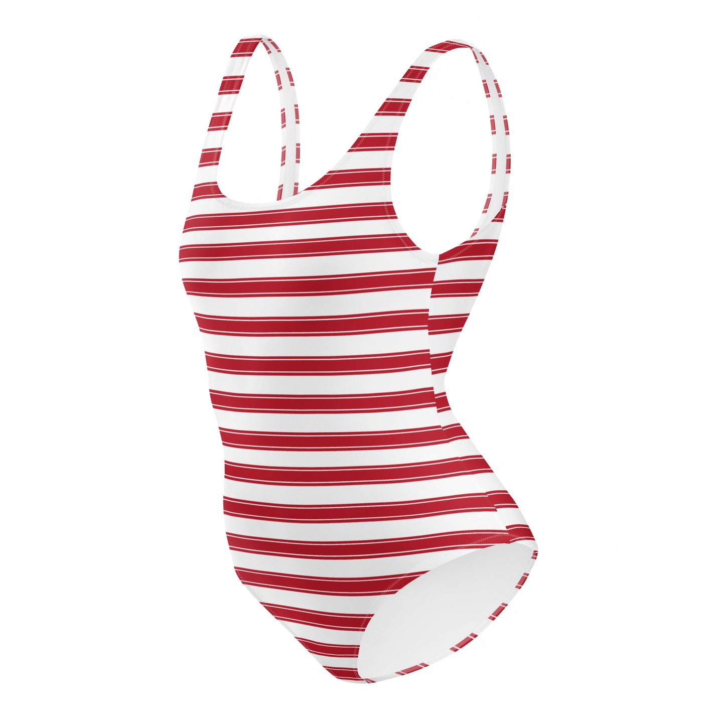 Red Stripes - Inspired By Selena Gomez - Sustainably Made One-Piece Swimsuit