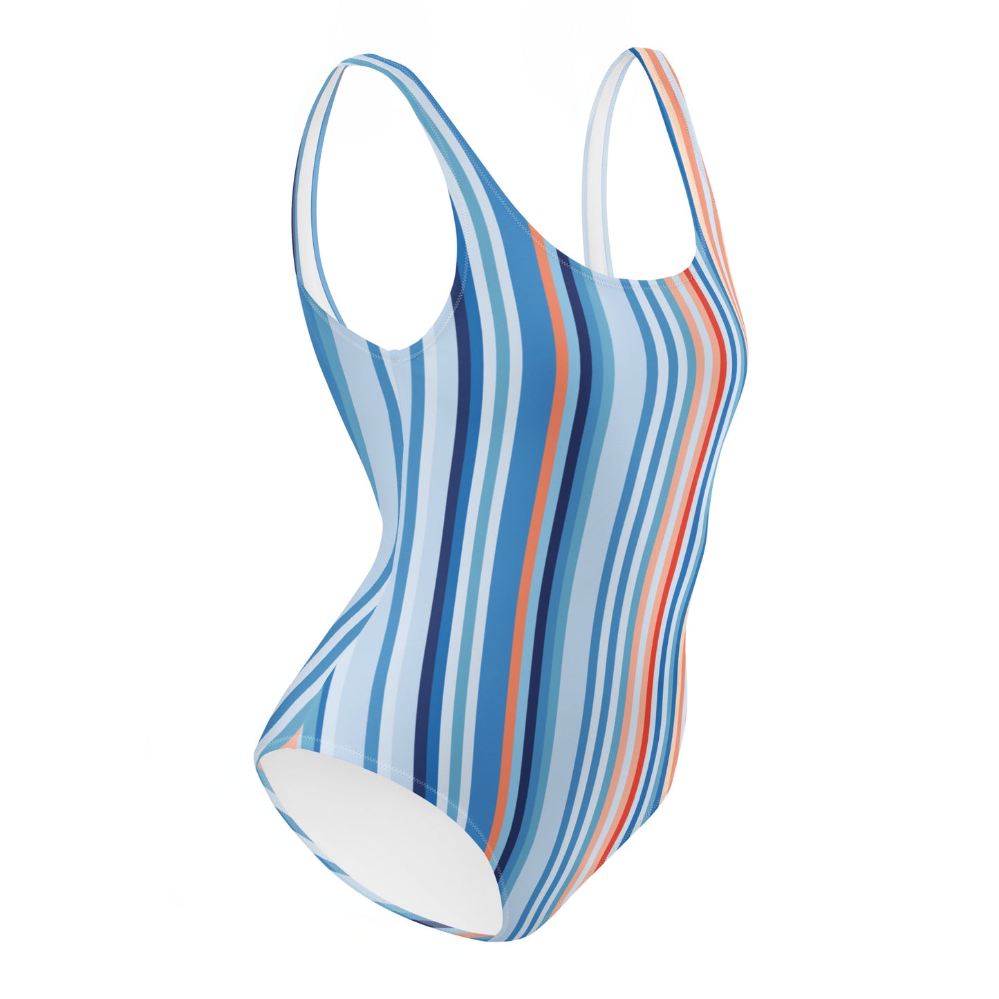 Climate Change Global Warming Stripes - Sustainably Made One-Piece Swimsuit Vertical