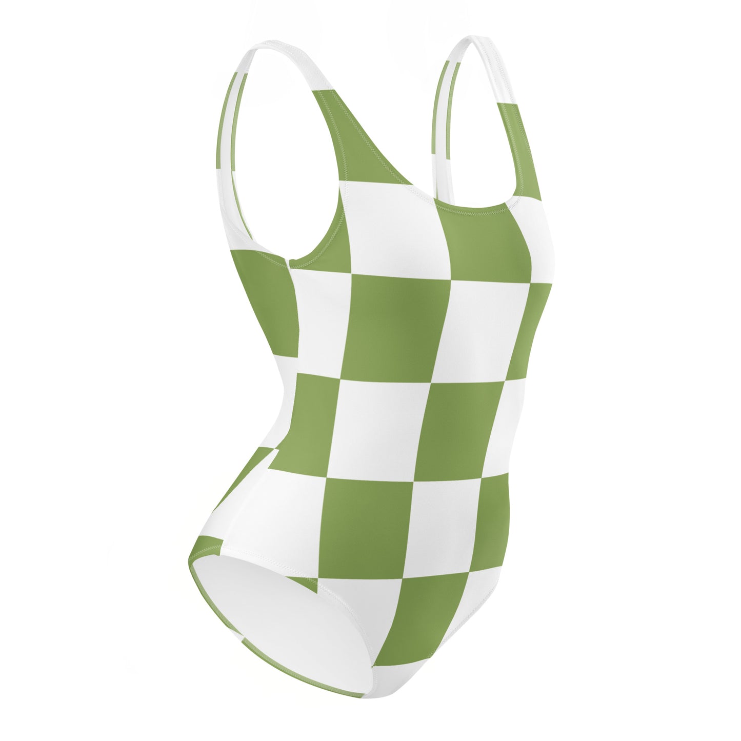 Green Chess Pattern - Inspired By Zendaya - Sustainably Made One-Piece Swimsuit