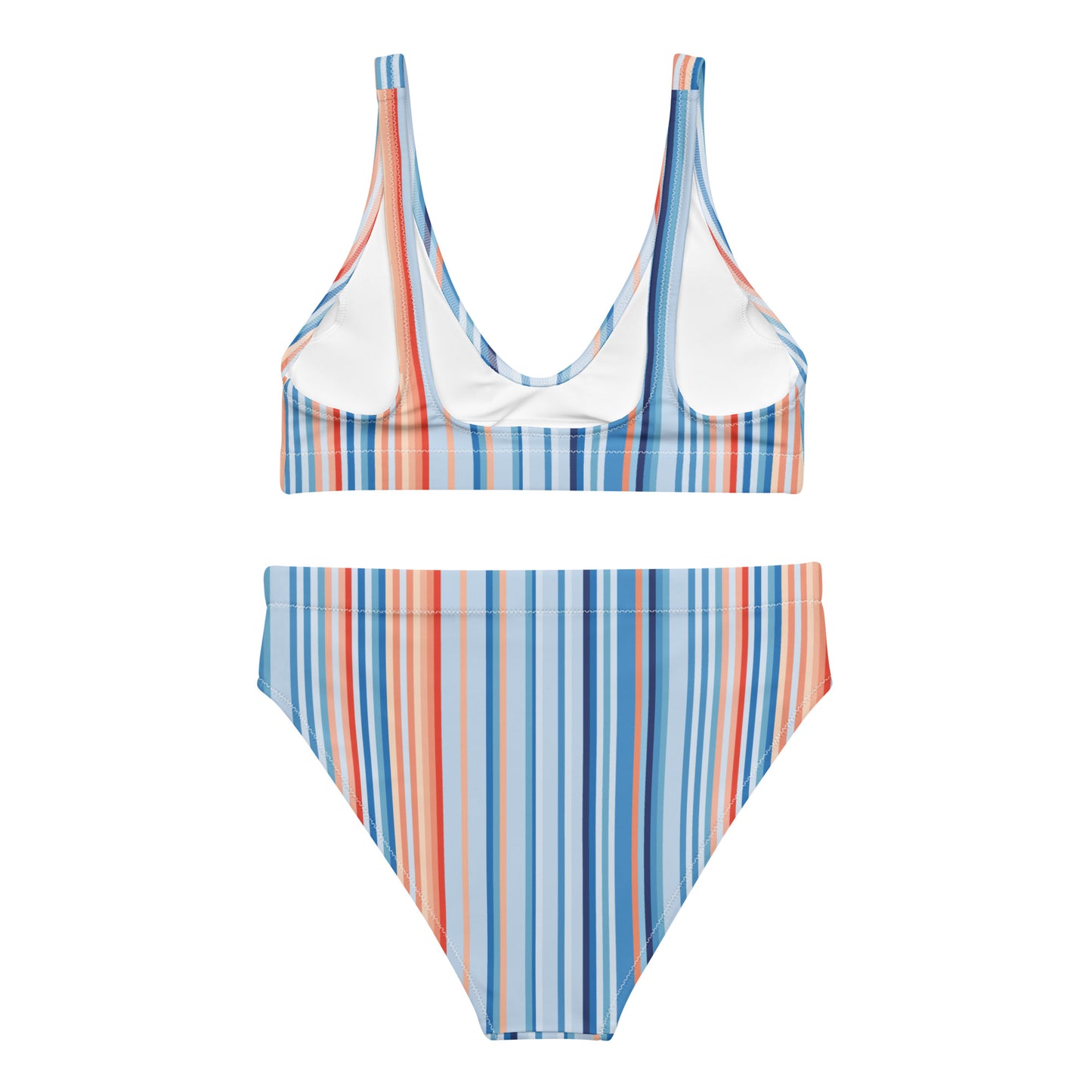 Climate Change Global Warming Stripes - Sustainably Made Recycled high-waisted bikini vertical