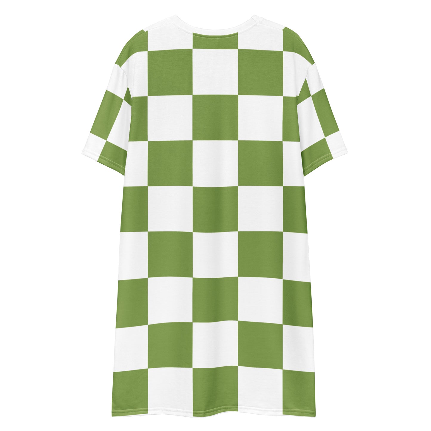 Green Chess Pattern - Inspired By Zendaya - Sustainably Made T-shirt dress