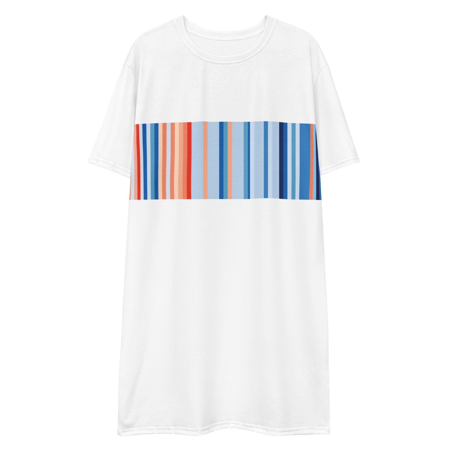 Climate Change Global Warming Stripes | Basic White - Sustainably Made T-shirt dress