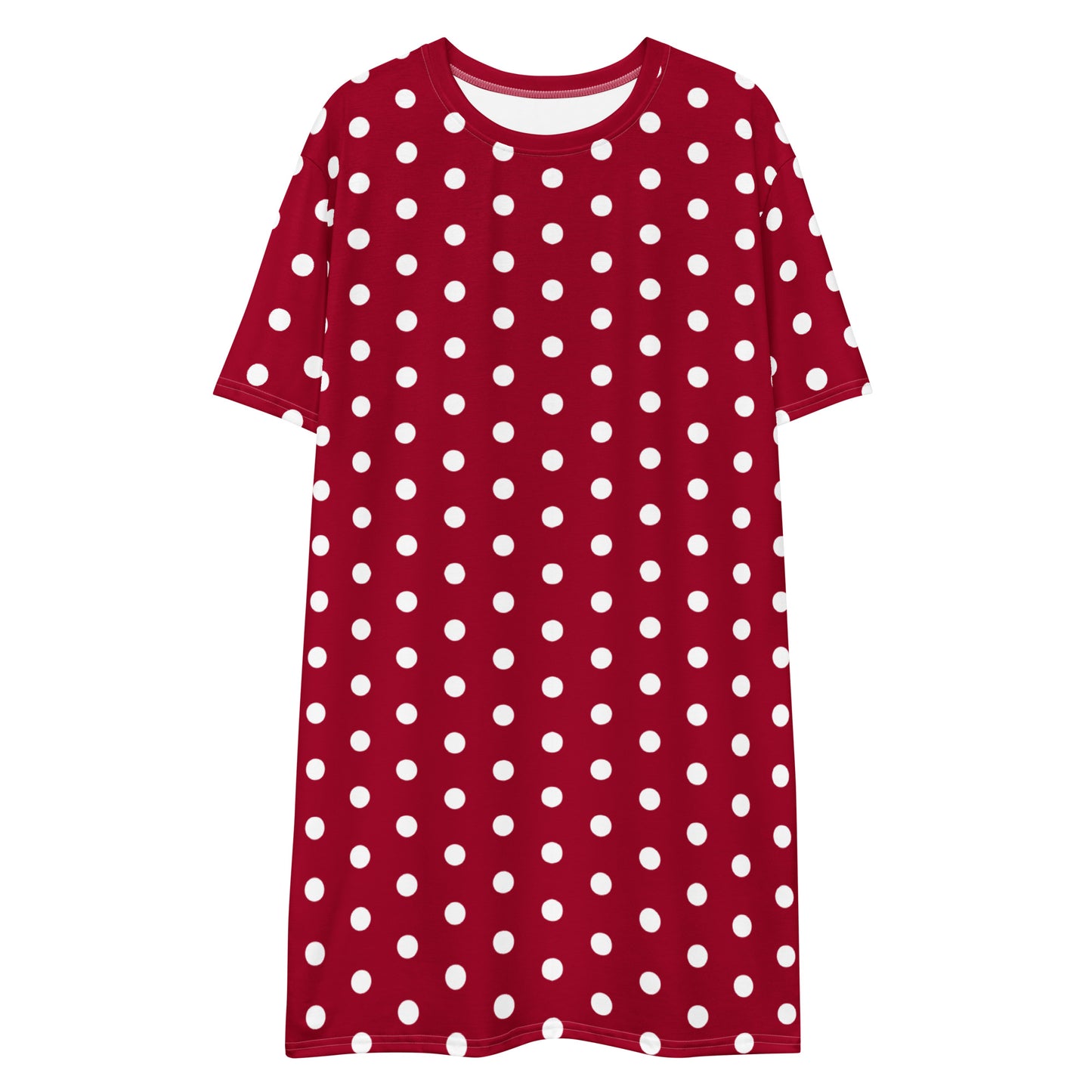 Maroon Polka Dot - Inspired By Taylor Swift - Sustainably Made T-shirt dress