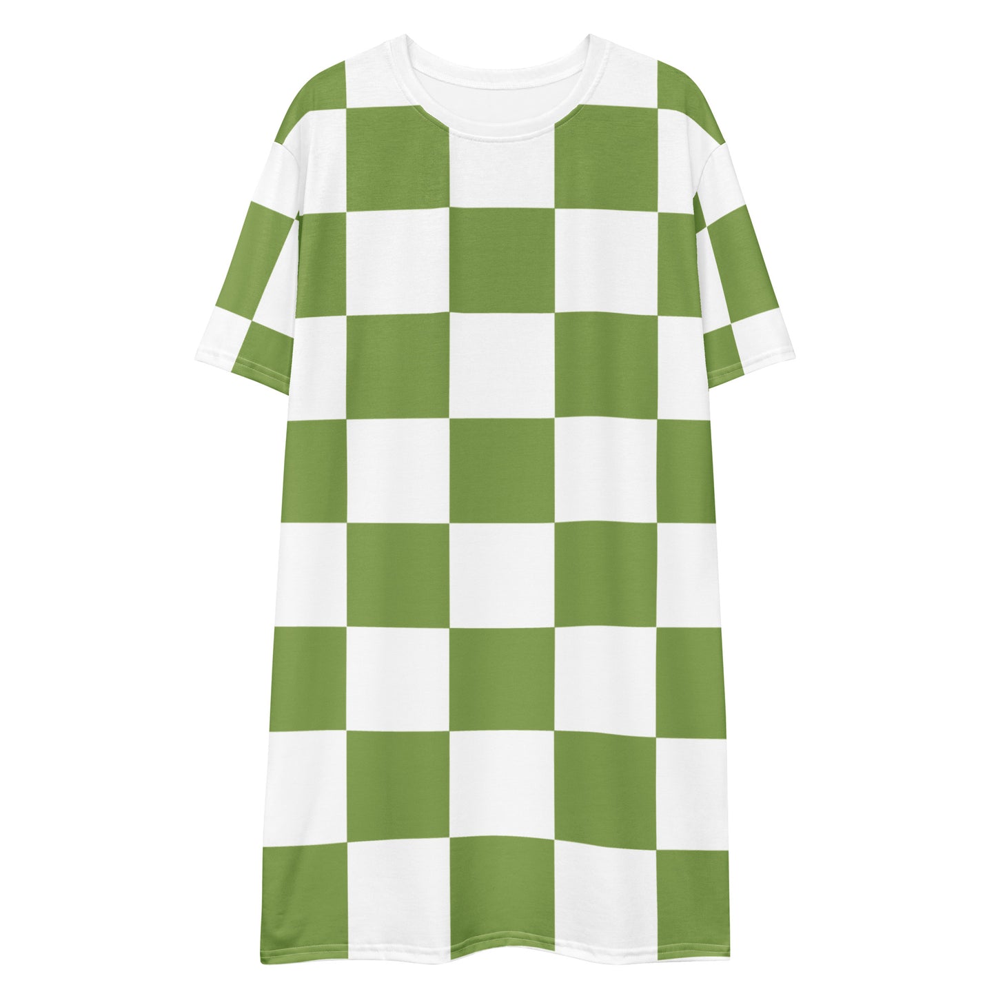 Green Chess Pattern - Inspired By Zendaya - Sustainably Made T-shirt dress