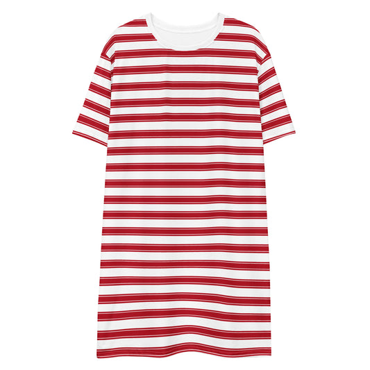 Red Stripes - Inspired By Selena Gomez - Sustainably Made T-shirt dress