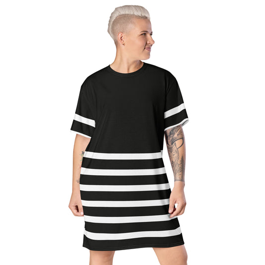 Half Lines - Inspired By Selena Gomez - Sustainably Made T-shirt dress