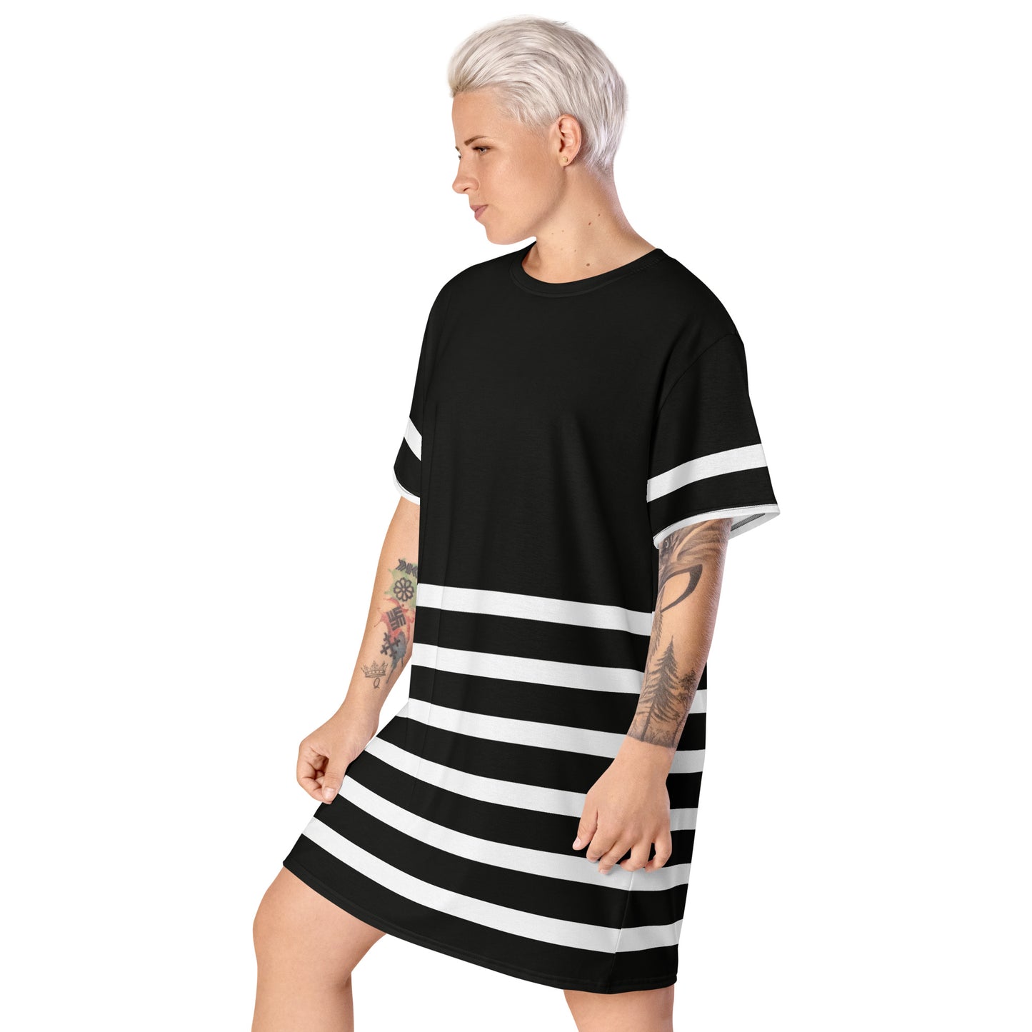 Half Lines - Inspired By Selena Gomez - Sustainably Made T-shirt dress
