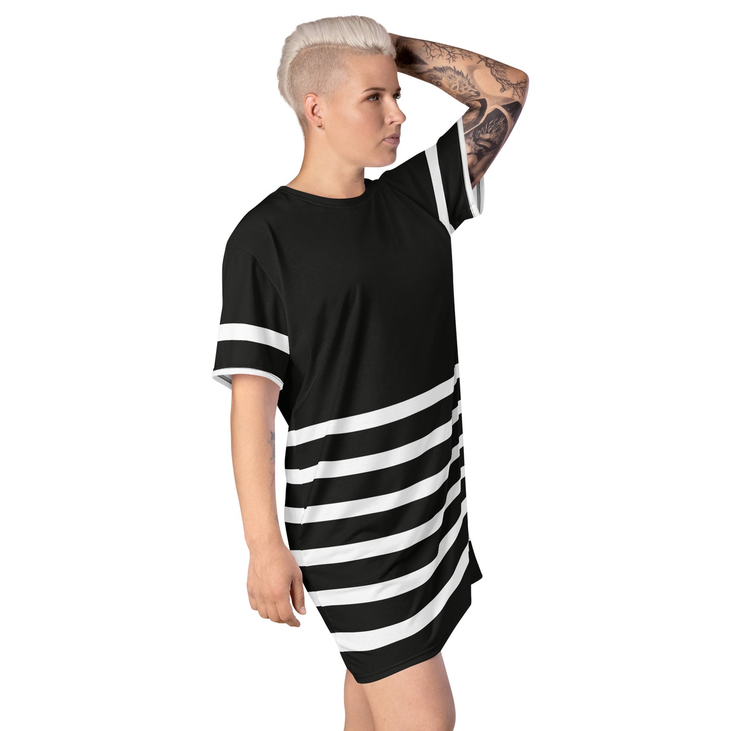 Half Lines - Inspired By Selena Gomez - Sustainably Made T-shirt dress