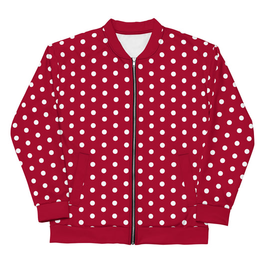 Maroon Polka Dot - Inspired By Taylor Swift - Sustainably Made Unisex Bomber Jacket