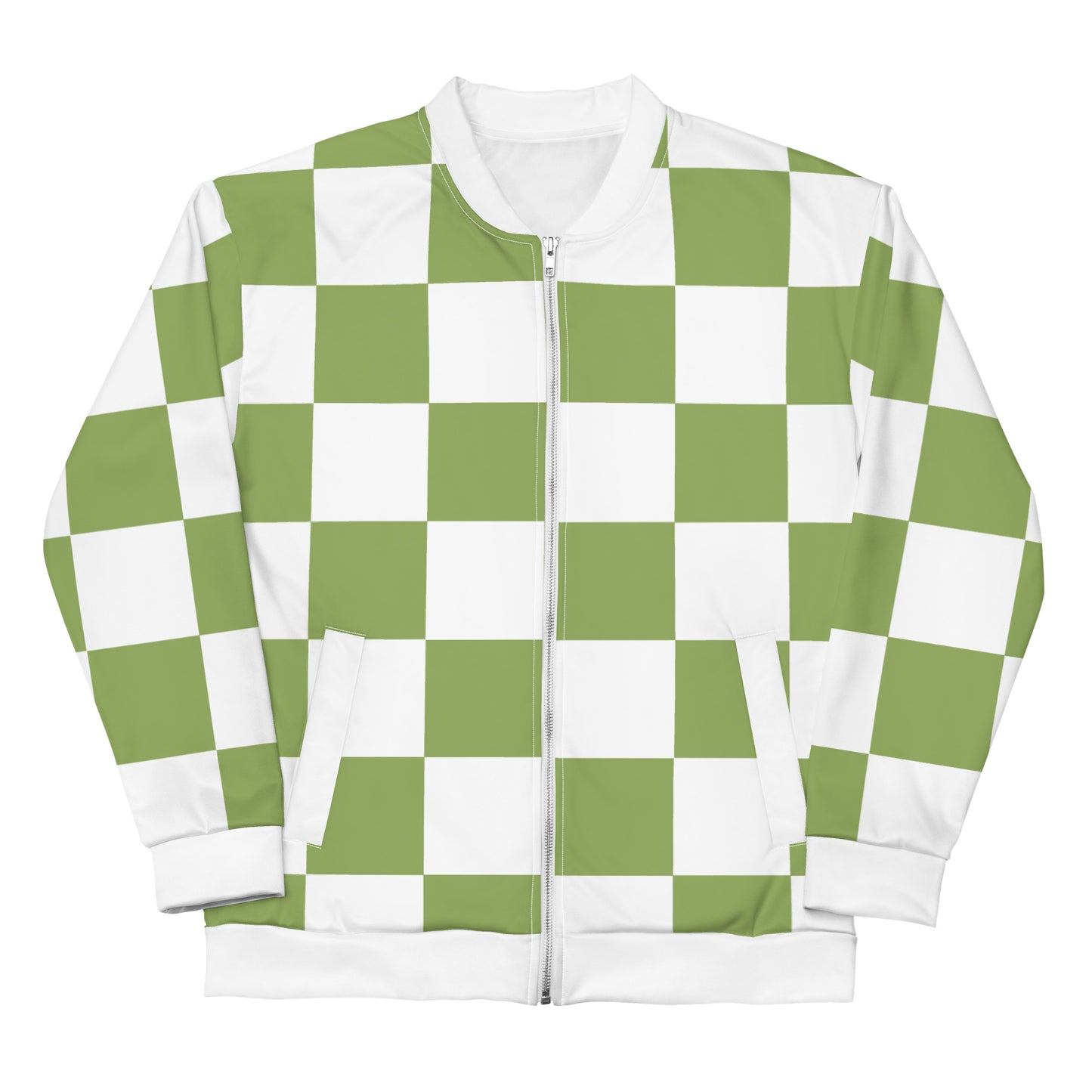 Green Chess Pattern - Inspired By Zendaya - Sustainably Made Unisex Bomber Jacket