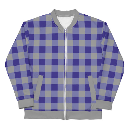 Gingham Blue - Inspired By Harry Styles - Sustainably Made Unisex Bomber Jacket