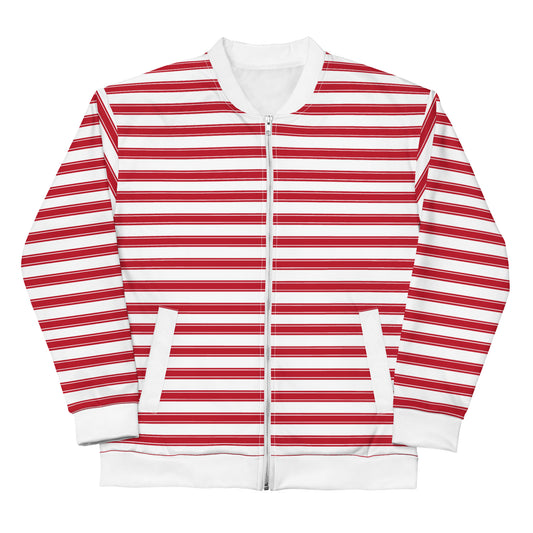 Red Stripes - Inspired By Selena Gomez - Sustainably Made Unisex Bomber Jacket