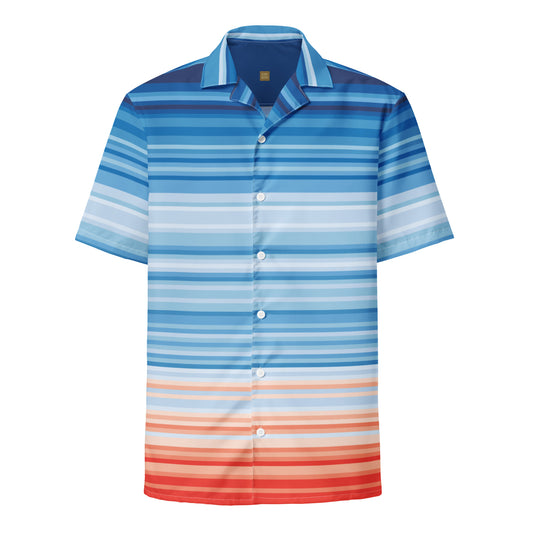 Climate Change Global Warming Stripes - Sustainably Made Unisex button shirt horizontal