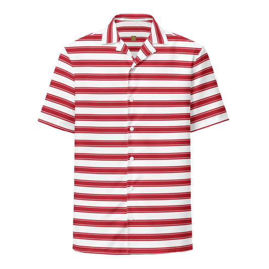 Red Stripes - Inspired By Selena Gomez - Sustainably Made Unisex button shirt