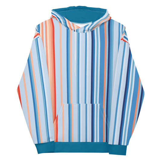 Climate Change Global Warming Stripes - Sustainably Made Hoodie Vertical