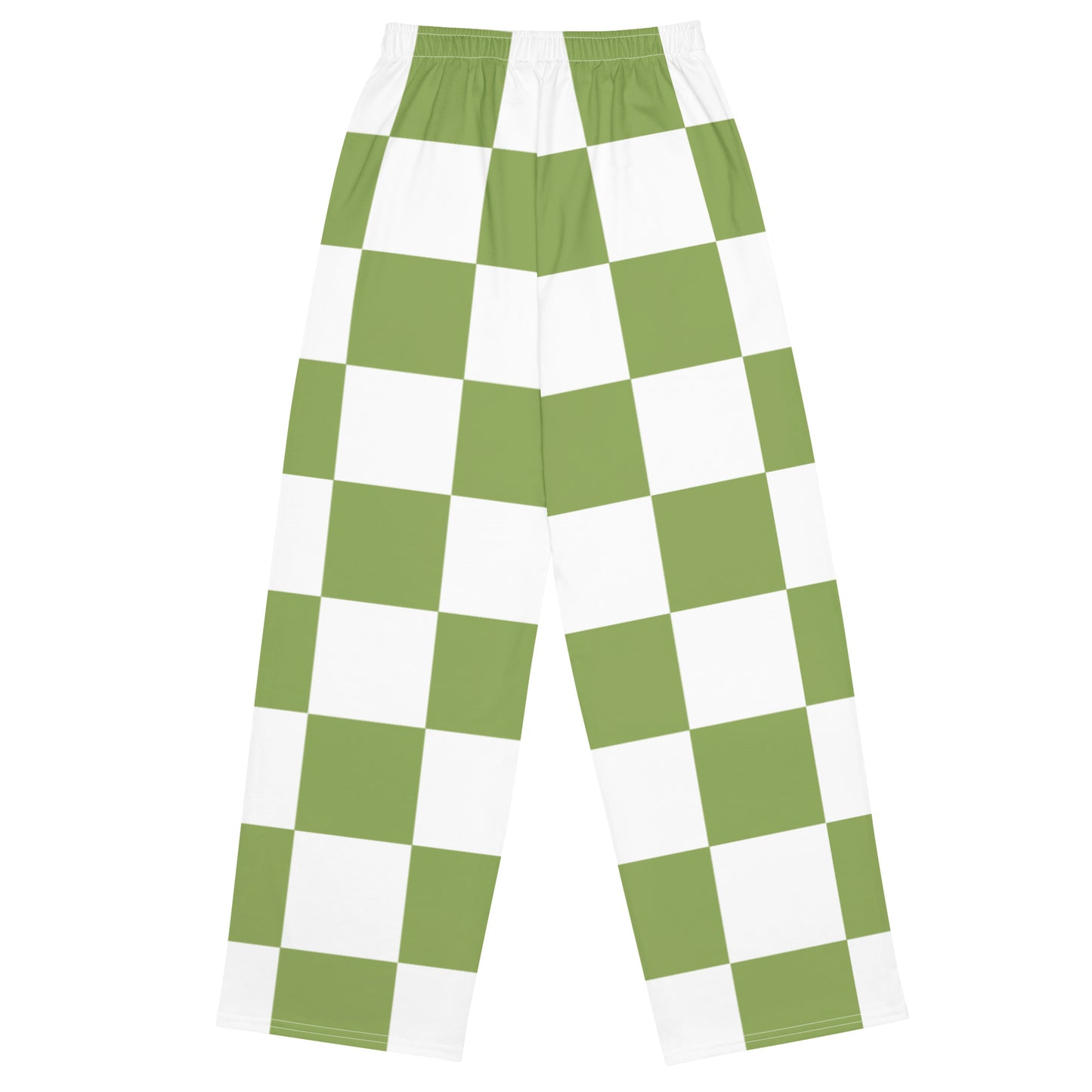 Green Chess Pattern - Inspired By Zendaya - Sustainably Made unisex wide-leg pants