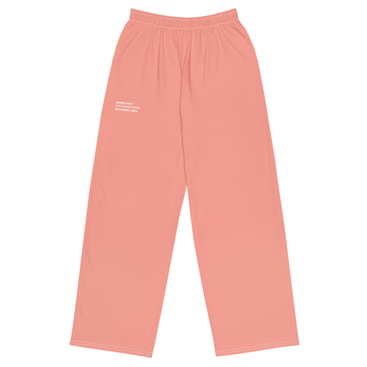 Coral Pink Climate Change Global Warming Statement - Sustainably Made unisex wide-leg pants