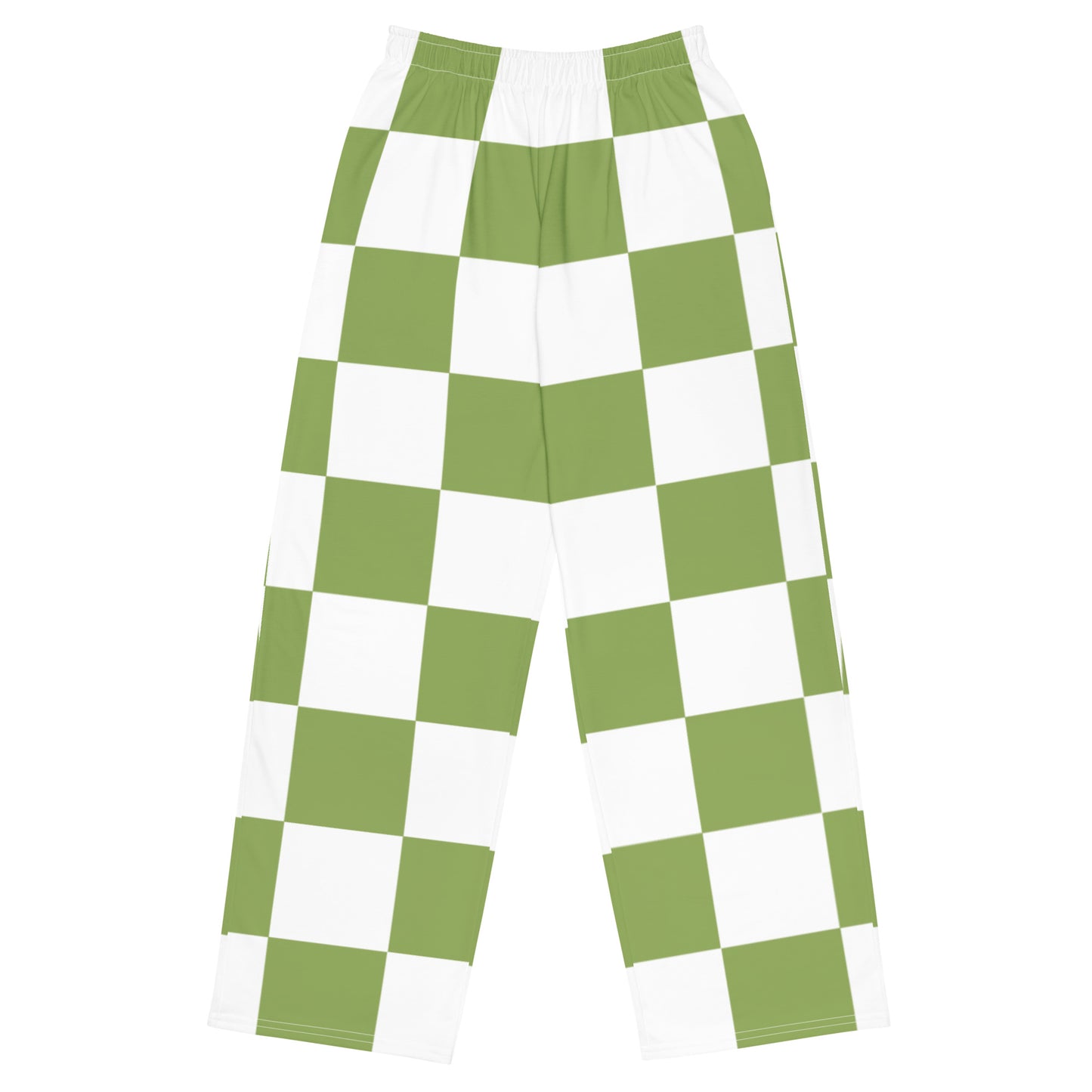 Green Chess Pattern - Inspired By Zendaya - Sustainably Made unisex wide-leg pants
