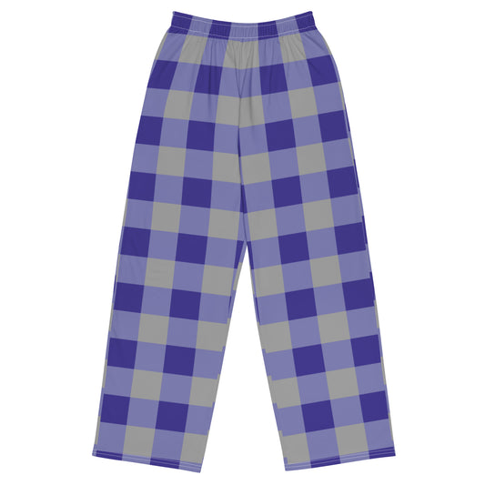 Gingham Blue - Inspired By Harry Styles - Sustainably Made unisex wide-leg pants