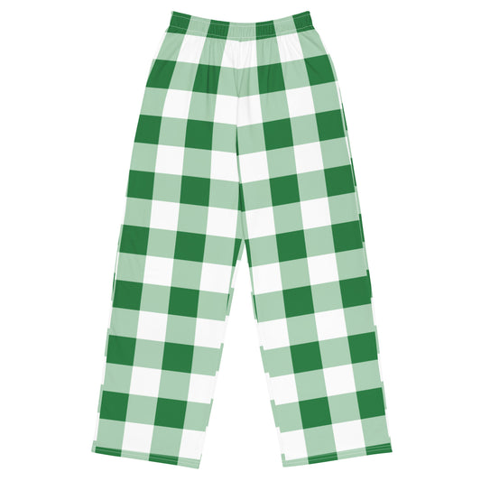 Gingham Green - Inspired By Harry Styles - Sustainably Made unisex wide-leg pants