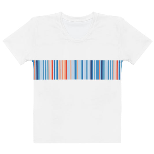 Climate Change Global Warming Stripes | Basic White - Sustainably Made Women's T-shirt