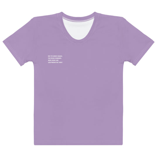 Lilac Climate Change Global Warming Statement - Sustainably Made Women’s Short Sleeve Tee