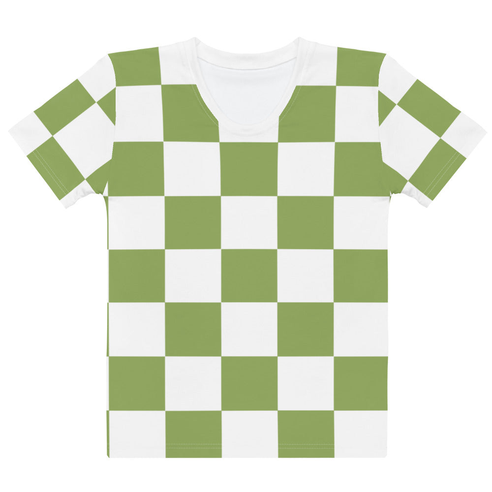 Green Chess Pattern - Inspired By Zendaya - Sustainably Made Women’s Short Sleeve Tee