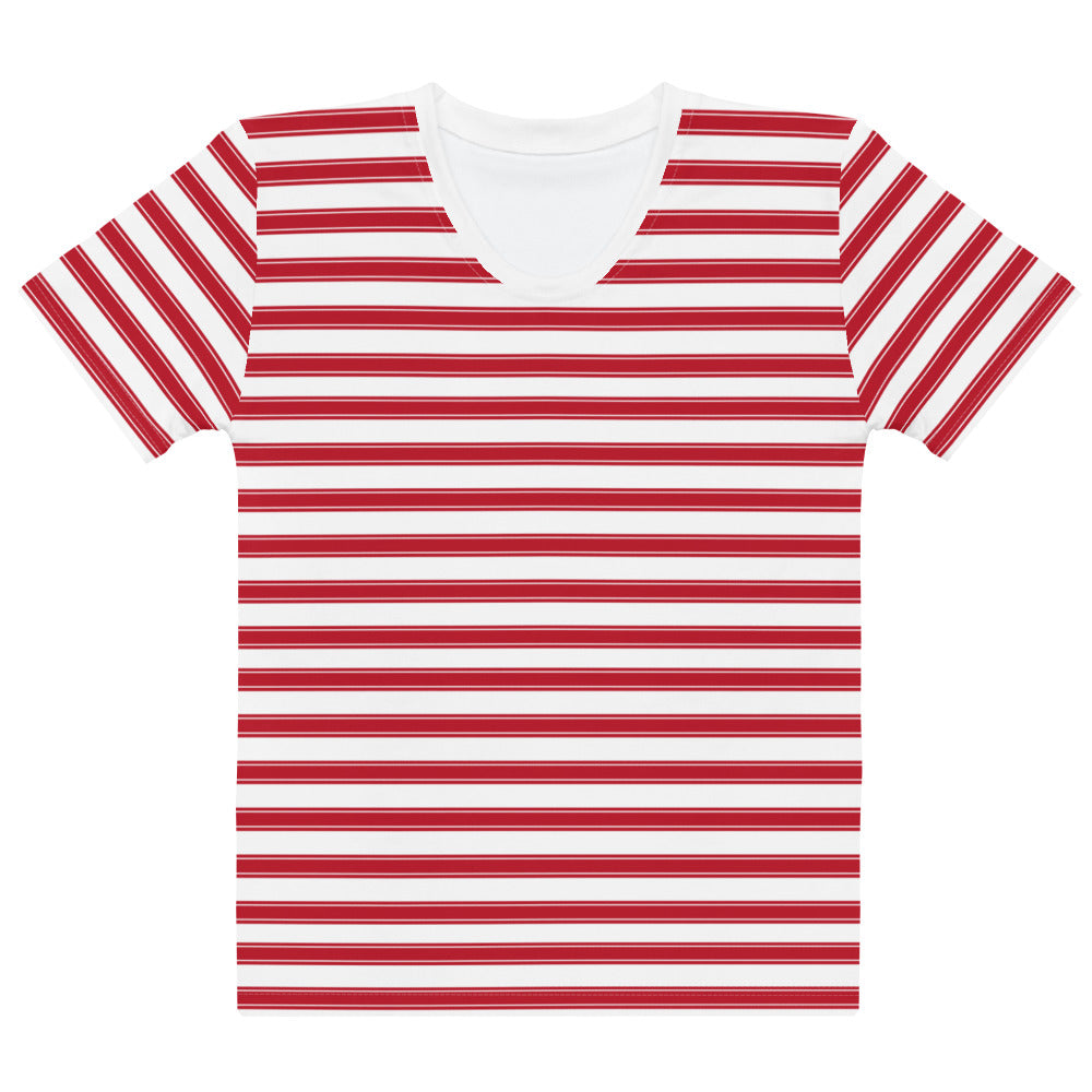 Red Stripes - Inspired By Selena Gomez - Sustainably Made Women's Short Sleeve Tee