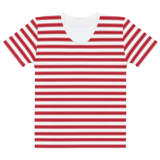 Red Stripes - Inspired By Selena Gomez - Sustainably Made Women's Short Sleeve Tee