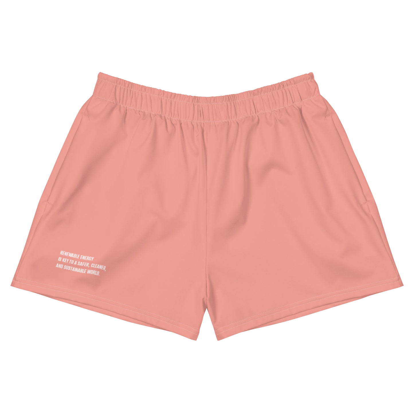 Coral Pink Climate Change Global Warming Statement - Sustainably Made Women’s Recycled Athletic Shorts