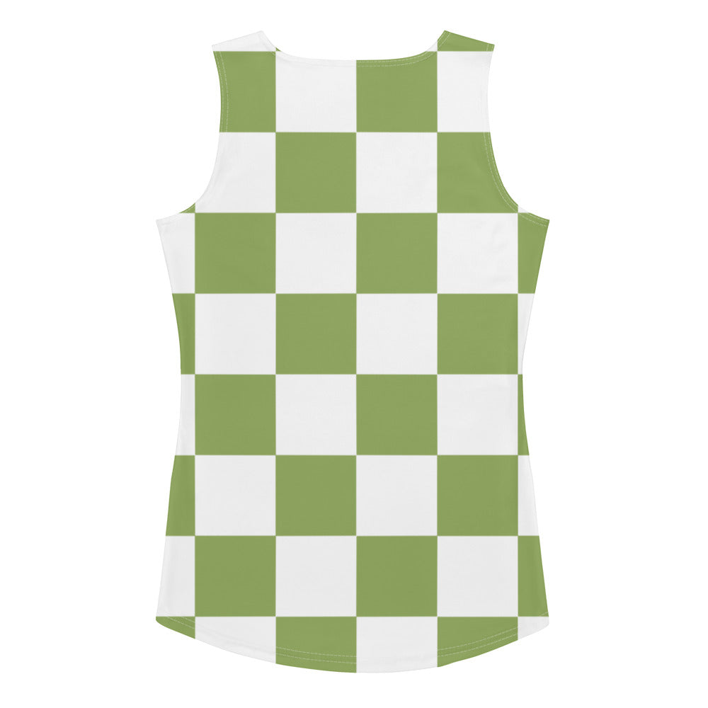 Green Chess Pattern - Inspired By Zendaya - Sustainably Made Tank Top