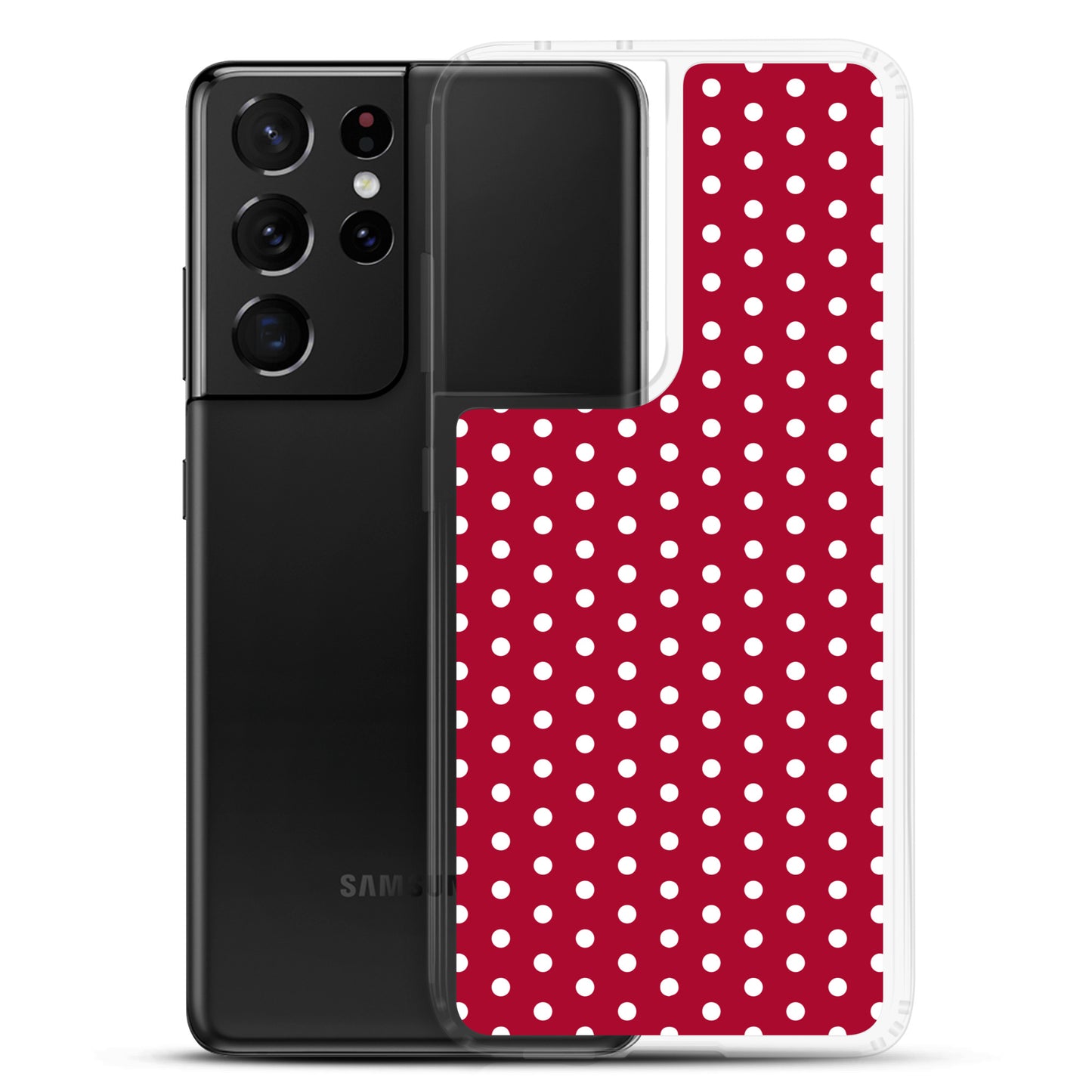 Maroon Polka Dot - Inspired By Taylor Swift - Sustainably Made Clear Case for Samsung®