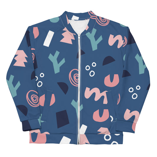 Abstract shape sustainably made bomber jacket with all-over print