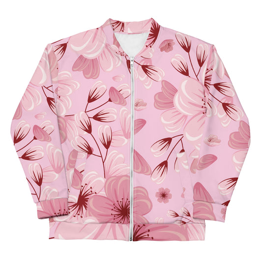 Cherry blossom sustainably made floral bomber jacket