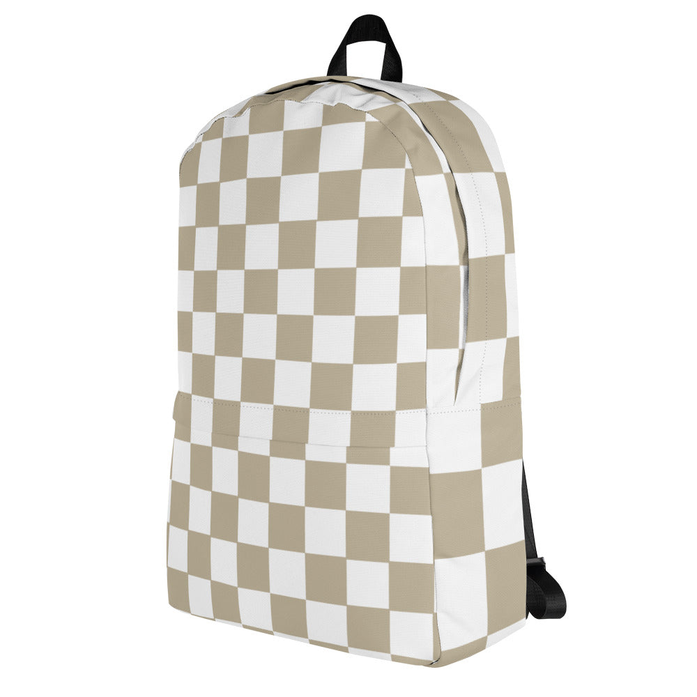 Mocca Chequered Flag - Sustainably Made Backpack