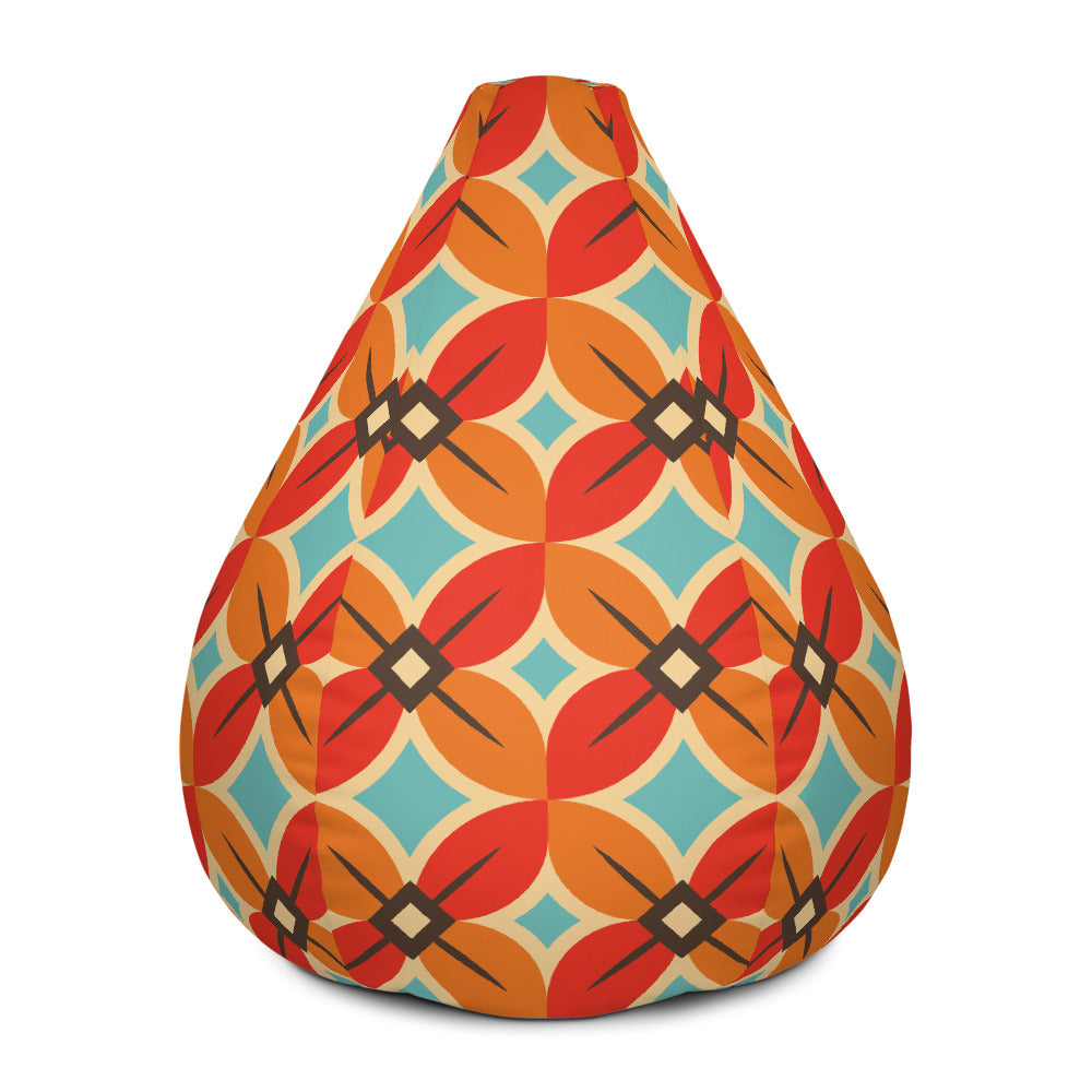 Retro Flower Pattern - Sustainably Made Bean Bag Chair Cover