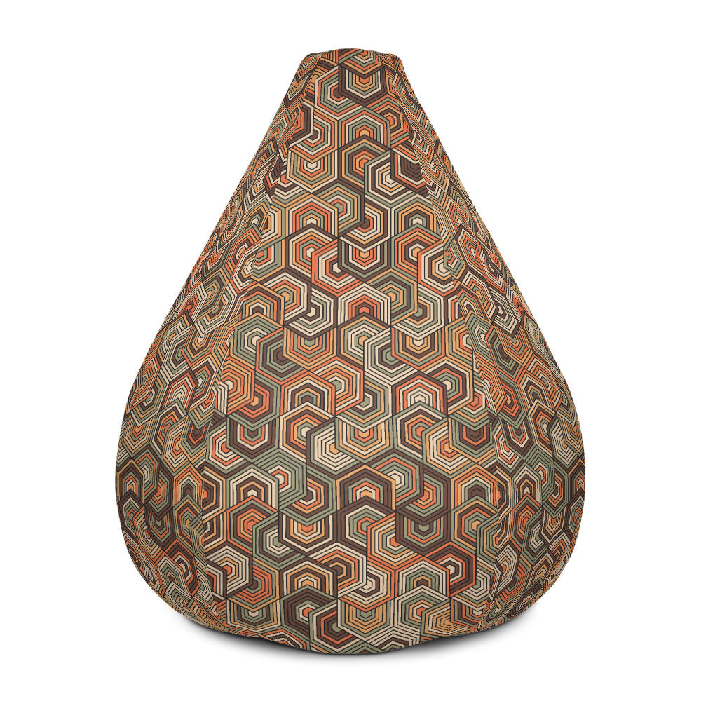 Hexagonal Retro Pattern - Sustainably Made Bean Bag Chair Cover