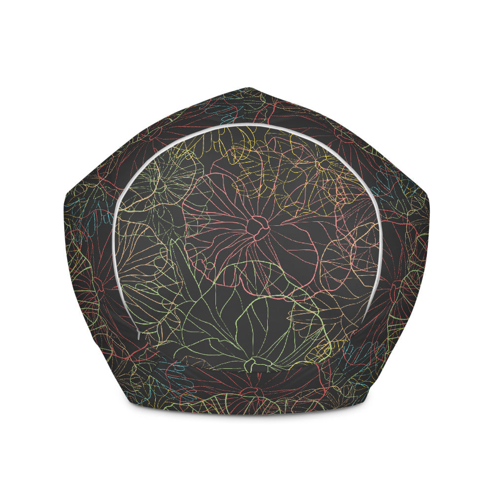 Neon Dark Floral - Sustainably Made Bean Bag Chair Cover