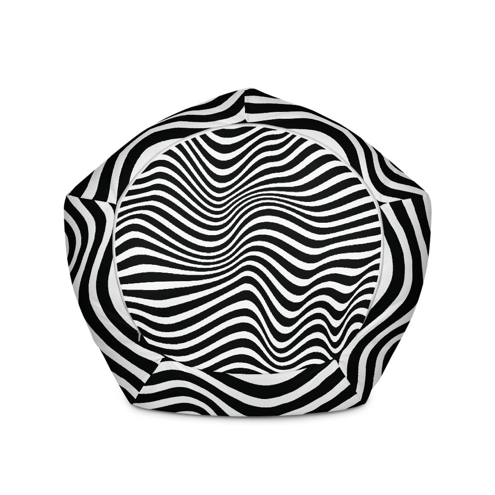 Monochrome Wave - Sustainably Made Bean Bag Chair Cover