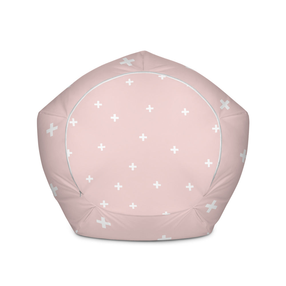 Pink Cross Pattern - Sustainably Made Bean Bag Chair Cover