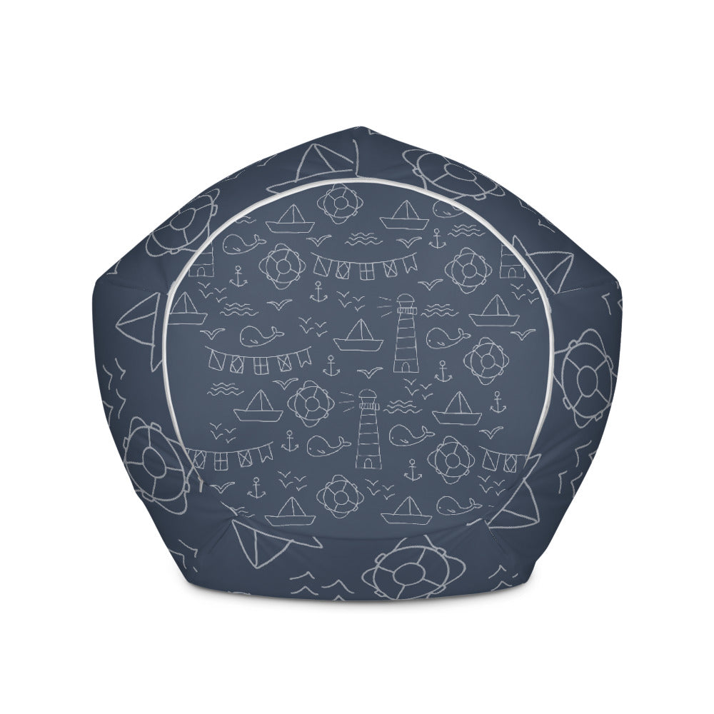 Lighthouse Doodle - Sustainably Made Bean Bag Chair Cover