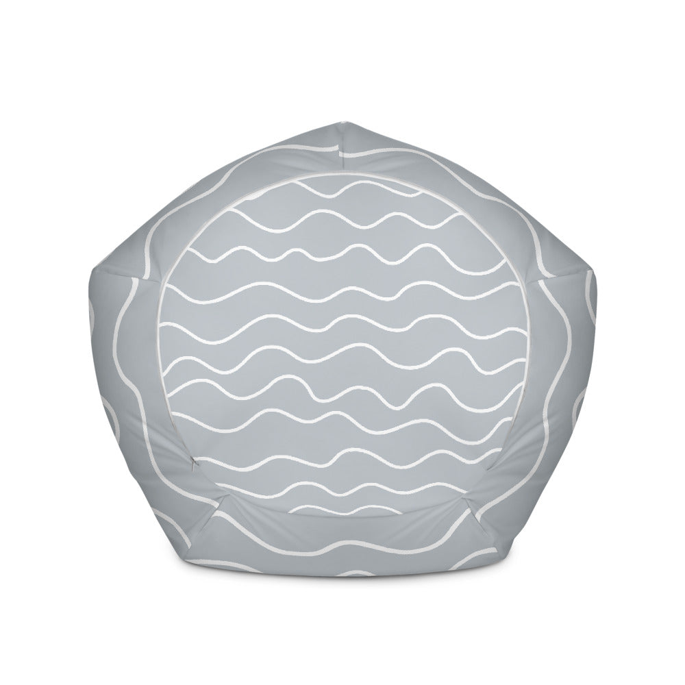 Hand Drawn Waves - Sustainably Made Bean Bag Chair Cover