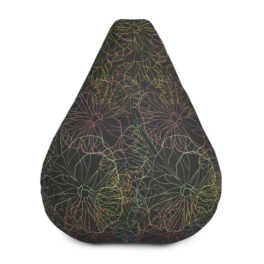 Neon Dark Floral - Sustainably Made Bean Bag Chair Cover